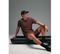 4505 - T-shirt premium da corsa ad asciugatura rapida color mogano intenso con cuciture termosaldate e pannello in rete-Marrone XL