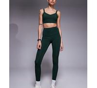 4505 Tall - Leggings a vita alta da corsa verde lichene con tasca per cellulare con zip 40