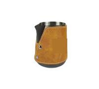 450ML Tazza di caffè Latte Serbatoio del latte in acciaio inossidabile Bocca a punta schiuma addensata Custodia in pelle Strumento barista Per Il Caffè(Black)
