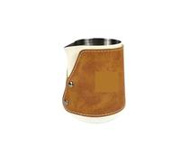 450ML Tazza di caffè Latte Serbatoio del latte in acciaio inossidabile Bocca a punta schiuma addensata Custodia in pelle Strumento barista Per Il Caffè(White)