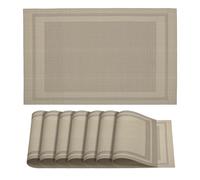 450x300mm Tavolo Tovagliette Set di 8 PVC Lavabili Tessuto Tovaglietta Cachi