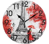452 Rotondo Orologi Al Quarzo Pittura Romantica Alla Moda Della Torre Eiffel Di Parigi Orologio Muro Orologio Rustico Rotondo Facile Lettura Quarzo Orologio Da Appendere Per Muro Cucina
