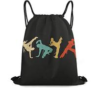 452 Sacca Ginnastica Stampa di Pose di Capoeira Brasiliana Vintage Sacca Zaino Personalizzato Sacco Sportive con Coulisse Borsa Palestra Scuola per Festival Yoga Sport,36X43Cm