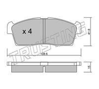 455.0 TRUSTING Kit pastiglie freno, Freno a disco per CITROËN,MITSUBISHI,PEUGEOT