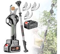 45mm Cesoie elettriche senza fili VUSNPL Forbici da potatura Potatore elettrico per Giardinaggio,21V 4500mAh batteria Forbice da potatura senza/con asta di prolunga,8-12h di lavoro
