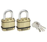 MASTER LOCK Lucchetto ad Alta Sicurezza [Chiave] [Acciaio Laminato e Rivestimento Protettivo] [Esterno] [Set di 2] M1BEURT - Ideale per Portali, Garage, Sconto