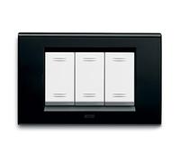 AVE 45P93NL PLACCA IN PRESSOFUSIONE COLOR NERO BRILLANTE 3 MODULI SISTEMA 45