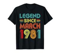 45th Birthday Idea Legend Since March 1981 45 Years Old Maglietta