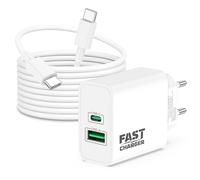 45W 2-Porto USB C Rapido Caricatore per Google Pixel 10/9 Pro/XL/Fold, 9a/8/8a/8 Pro, 7/7a/7Pro, 6/5/4/3, Accessori Caricabatterie Presa Rapida Alimentatore USBC USB-A con Cavo Tipo-C 2M
