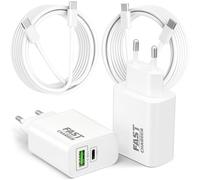 45W 2Porte Caricatore Rapido per Samsung Galaxy S25 Ultra S24 S23 S22 S21 FE 5G A56 A55 A54 A53 A35 A15, Tab S10 S9, Caricabatterie PD/QC Fast Charger Alimentatore con 2Pack 2M Cavo Tipo C