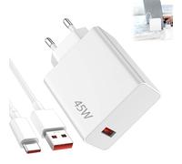45W Caricabatterie con cavo USB C per Xiaomi Redmi Note 14 Pro 5G, adattatore di ricarica rapida Super Turbo Charge 6A, alimentatore USB, cavo di ricarica tipo C per Xiaomi Poco X7 M7 Pro M6 Mi Pad 7