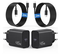45W Caricabatterie USB C Rapido Caricatore per Samsung Galaxy S25 Ultra S24 S23 S22 S21 5G FE, A56 A55 A53 A16 A15, Note 20 10, Veloce Carica Batteria Accessori + Originale 2M Tipo C Cavo, 2-Pezzi