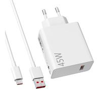 45W Caricatore e Cavo USB C per Xiaomi Redmi Note 15 Pro 14 Pro 5G 6A Rapida Ricarica Adattatore di Caricatore USB e 1 Metro Ricarica Turbo Cavo Tipo C per Xiaomi Poco X7 M7 Pro M6 Pad 7 8 Redmi K80