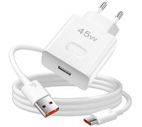 45W Caricatore USB Rapido per HONOR X8d 600 Lite, Ricarica Rapida USB Caricabatterie Veloce Spinotto con Cavo USB C Ricarica 1m per HONOR 400 Smart 5G Magic6 Lite Pad X9a X8a X7a, Bianco