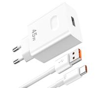 45W per Super-carica Caricabatterie per Honor X8d 600Lite,Caricatore Rapido con 6A Cavo USB C 1M USB-C Adattatore di alimentazione per Honor Magic6 Lite 400 200 Smart/Lite X7d X7c X8c X6b X8a Pad X9a