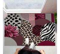 45X75Cm Zerbino Ingresso Interno Antiscivolo Assorbente, Tappeto In Microfibra Sottile Lavabile Con Patchwork Astratto Leopardato Animali Fiori Millennium Bug Per Cucina Bagno Porta E Animali, Viola