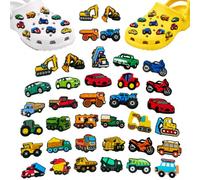 46 ciondoli versatili a forma di escavatore, in PVC di alta qualità, compatibili con Crocs, Jibbitz, spille Crocs divertenti e uniche per bambini e adulti, decorazione per scarpe, bracciali, borse