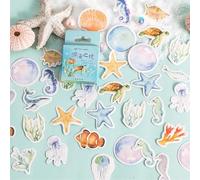 46 Pcs Adesivi con Animali Marini, Estate Marina Stickers, Cavallo Marino Stella Marina Adesivo di Corallo, Decorazione Adesivis di Animali Marini per Portatili Valigia Bollitore Diario