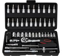 46 Pcs Cr-V Set Chiavi a Cricchetto,Set Chiavi a Bussola,Chiave a Cricchetto Con