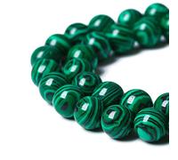 46 perline distanziali rotonde sfuse in malachite sintetica verde da 8 mm, per la creazione di gioielli, collane e bracciali fai da te, 38,1 cm (8 mm, malachite verde)