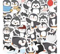 46 pezzi Adesivi a tema pinguino carino per laptop, bottiglie d'acqua, valigie, paraurti, feste, decorazione della casa, riutilizzabili, adesivi colorati a motivi multipli Tagli UnicaPolicloruri di vi