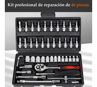 46 pezzi di riparazione automobilistica set di utensili manuali cassetta degli attrezzi meccanico, chiave a bussola da 1/4" cacciavite a cricchetto cacciavite a cricchetto