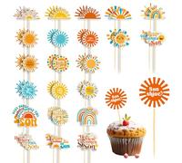 46 Pezzi di Topper per Cupcake Here Comes The Sun, 23 Modelli Topper per Cupcake Sole Topper per Cupcake Here Comes The Son per Decorazioni per Feste di Compleanno a Tema Sole Baby Shower