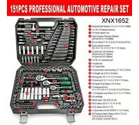 46 pezzi Set di chiavi a cricchetto, kit di attrezzi per uomo con chiavi esagonali e bussole, cassetta degli attrezzi, attrezzi da meccanico automobilistico, 1/4" di trasmissione, metrico, con barra d