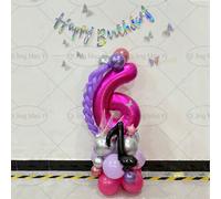 46 pezzi Set di palloncini a tema Cyberpunk Warrior Girl Band, include farfalle d'argento, striscioni dorati per compleanno, stelle filanti colorate, cuori rosa, numero 32" magenta, note musicali nere