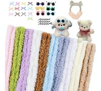 46 pulitore per pipa per fai da te, 10 colori, 100 cm x 3 cm di spessore, filo di ciniglia, filo di ciniglia riccio con mini naso, occhi, occhiali per progetti creativi fai da te e decorazioni fai da