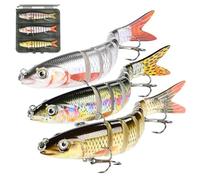 462 (A) 3 Pezzi Esche Da Pesca, Set Di Esche Artificiali 3D, Wobbler A Più Snodi, Ad Affondamento Con Ganci, Per Acqua Dolce, Acqua Salata, Trota, Pesce Persico (A)