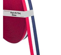 46m x 25mm Cinghia Colorato per Fettucce, Poliestere Cinghie Tessuto Tessitura Nastro, Imballaggio DIY Craft Borse Cinghie Decorazione Regalo Artigianato, Rosso / Bianco / Blu, TKB5074 redwhiteblue