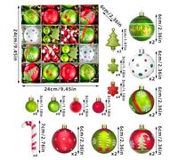 46PCS Set di ornamenti natalizi Rosso Verde Grinch Le loro Decorazioni con palline di Natale Collezione di ornamenti per l'albero di Natale 2026 Regalo di Capodanno
