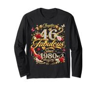 46th Birthday Queen Chapter 46 Fabulous Since 1980 Women Maglia a Manica