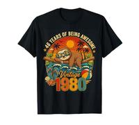 46th Birthday Retro Sloth Tropical Vintage 1980 46 Years Old Maglietta