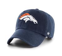 '47 NFL Denver Broncos Clean Up - Berretto da baseball unisex con cinturino regolabile, taglia unica, logo della squadra, colore blu navy, blu navy, Taglia unica