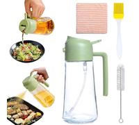 470 ml Vaporizzatore Olio Cucina 2 in 1 in Vetro Rinforzato | Kit con Spazzola per Olio, Spazzola di Pulizia e Tergicristallo | Qualità Alimentare | Per Cottura, Air Fryer, Grigliate, Insalate e