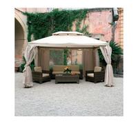 Gazebo Sahara 3x4x2,85 m alluminio e teli in poliestere ecrù da giardino esterno