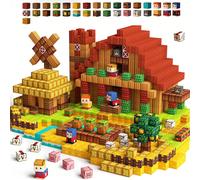 48/100/200/300 pezzi Blocchi da costruzione magnetici, 2 cm, mattoncini magnetici per il mondo minerario, la vita agricola, l'agricoltura e l'allevamento di animali, serie Cozy casa, set di cubi da co