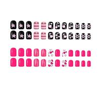 48 ABS Rose Red Love Glitters presse sulle unghie con dimensioni multiple facile applicazione Indossare tutti i giorni Design romantico Glitters Stella a cuore