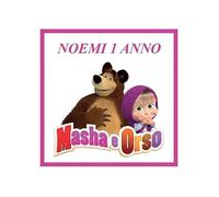 48 Adesivi personalizzabili in varie grafiche per varie cerimonie compleanno battesimo comunione cresima segnaposto (Masha e Orso)