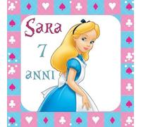 48 Adesivi personalizzabili in varie grafiche per varie cerimonie compleanno battesimo comunione cresima segnaposto (Alice nel Paese delle Meraviglie)