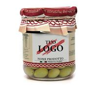 48 Barattoli da 180g Olive verdi intere in salamoia con Etichetta Personalizzabile Antipasti Pronti - Prodotti Tipici Siciliani