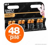 48 BATTERIE DURACELL SIMPLY PILE ALCALINE STILO AA Pila batteria
