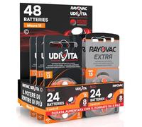 48 Batterie Misura 13 per Apparecchi Acustici Auricolari PR48 (Arancioni - Zinco Aria) con Sound Fusion Technology per Amplificatore Acustico - 48 Pile: 24 Udivita + 24 Rayovac