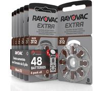48 Batterie per Apparecchi Acustici Rayovac Extra Advanced 312. 6 Blister Da 8 P