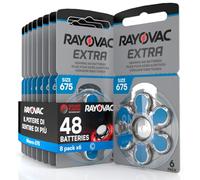 48 Batterie Per Apparecchi Acustici Rayovac Extra Advanced 675. 8 Blister da 6 Pile