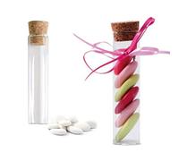 Aurora Store 48 bottigliette in Vetro con Tappo in Sughero Bomboniera per Confetti h. 10 cm diam. 2.5 cm Tipo provetta Matrimonio Battesimo Laurea Nascita Party