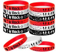 48 braccialetti in gomma Rock and Roll in silicone - Rock and Roll note musicali forniture per feste decorazioni chitarra audio microfono rap compleanno baby shower bomboniere