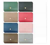 48 Buste Colorate in Rilievo per Biglietti Regalo e Auguri con Chiusura a Cuore - Con 48 Biglietti Bianchi per Feste di Compleanno Fai da Te